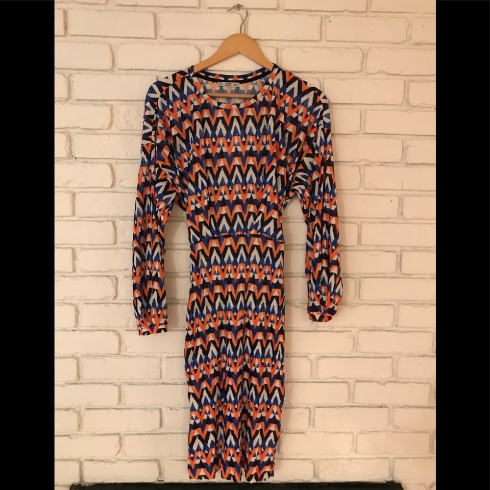 Zara knit midi dress in geo print